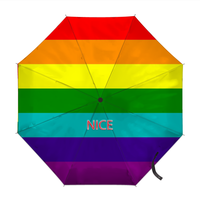 Parapluie pliant personnalisé drapeau Genderfluid, avec touches arc-en-ciel gay, idéal pour les foires créatives et les vacances en bord de lac