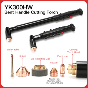 Buse de torche de découpe plasma Yikuai YK300HW avec grand capuchon de retenue noir YK300105W en cuivre pur fileté pour tôle d'acier, <span class=keywords><strong>gaz</strong></span> mixte - Product Image 2