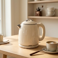 Bouilloire électrique de style européen en acier inoxydable avec arrêt automatique, 1500W, ébullition rapide, pour la maison et la cuisine