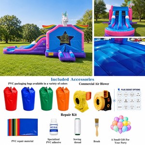 Castillo Inflable Unicornio <span class=keywords><strong>con</strong></span> Alas de Arcoíris, <span class=keywords><strong>con</strong></span> Tobogán, Uso en Seco y Mojado, para Fiestas de Cumpleaños, Comercial - Product Image 2