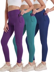 Set di 3 Leggings da Donna a Vita Alta con Tasca Laterale, Traspiranti e Modellanti, per Yoga e Allenamento in Palestra/Corsa - Product Image 1