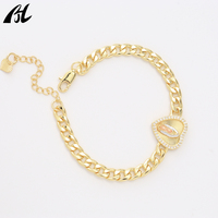 Nouveau Bracelet Unisexe Plaqué Or 14K avec Breloque Cœur Religieux Notre-Dame de Guadalupe Vierge Marie pour Fête
