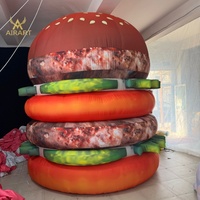 Modèle de hamburger d'affaires à gonflage rapide avec ventilateur haute puissance, ballon de burger gonflable de festival alimentaire pour la publicité