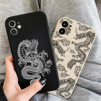 Coque de téléphone en TPU noir Dragon chinois de luxe pour iPhone 14 Pro Max antichoc mat TPU couverture de protection d'impression de luxe 17 AIR