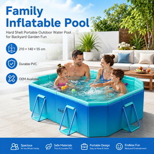 Piscina, Piscina Plegable No Inflable para Exteriores, Piscina Reforzada <span class=keywords><strong>con</strong></span> Tobogán, Piscina Familiar Grande Inflable - Product Image 1