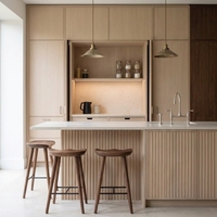 Armoires de cuisine modernes APEX en chêne massif blanc rainuré, personnalisables, écologiques, finition brillante, garantie, avec Lazy Susan