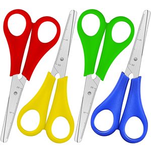 Tijeras Escolares NOVISON Multiusos de Acero Inoxidable con Mango de Plástico, Borde Redondo de Color con Regla, para Estudiantes y Niños - Product Image 1