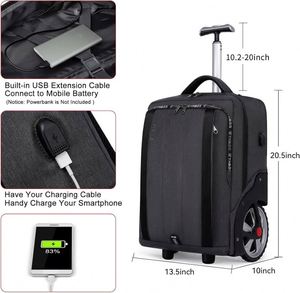 Free sample Rolling <b>Backpack</b> Waterproof with <b>Wheels</b> for Business Travel Computer Carry on <b>Backpack</b> with Laptop Compartment - Product Image 3