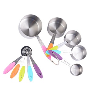 10-Piece Stainless Steel <b>Measuring</b> Cup Spoon Set Silicone Handle for Milk Powder Baking <b>Tools</b> for Home Kitchen Use for Foods - Product Image 1