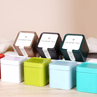 Boîte à thé carrée personnalisée hermétique en métal vert, de qualité alimentaire, imprimée et colorée, vide et scellée