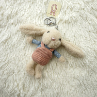 Porte-clés Lapin en Peluche de Coton Adorables avec Longues Oreilles et Salopette, Tailles Personnalisées, Tissu Doux pour Décorer Sacs et Clés, Cadeaux Mignons