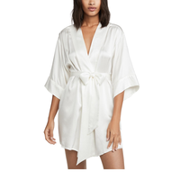 Vente en gros de robes kimono personnalisées en satin pour femmes chemises de nuit grande taille impression unie vêtements de nuit américains solides pyjamas été printemps