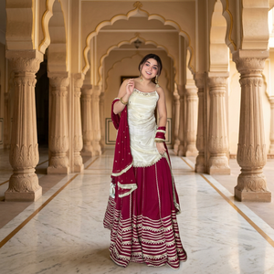 Real <b>Mirror</b> Work Top Lehenga Choli Silk Ankle-Length Women's Party Wear for Wedding Season - Product Image 1