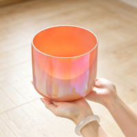 Bol chantant en cristal cosmique vert menthe Alchemy pour la guérison des chakras, la méditation et la thérapie sonore, cristal pur à 99,99 %, 440 Hz/432 Hz, avec mallette