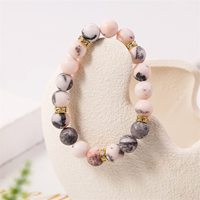 2023 Trendy Matt Frosted Pink Zebra Jasper Perlen Armband Glänzender Rosenquarz Healty Healing Crystal Yoga Armreif Edelstein