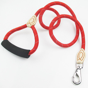 Tali kekang anjing reflektif aman pola padat tali kerah rantai nilon kulit tali panjat karabiner pengunci aman anjing berjalan - Product Image 5