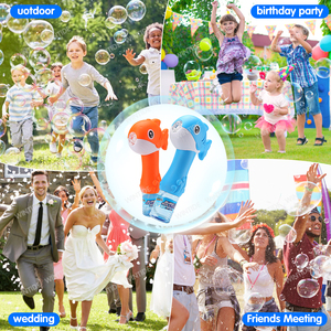 WANNNA <span class=keywords><strong>BUBBLES</strong></span> Jouet souffleur de bulles automatique en forme de dauphin pour enfants, bâton à bulles pour les tout-petits de <span class=keywords><strong>3</strong></span> ans et plus, idéal pour les fêtes d'été en extérieur - Product Image 4