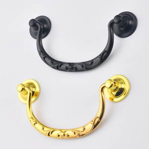 Furniture Handle Bridge Shape Gold And <b>Black</b> Zinc Alloy Cabinet Drawer Door Handle 93mm Hole Spacing Mediterranean Style - Product Image 1