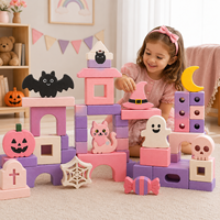 Ensemble de blocs en mousse rose et violet pour filles, thème Halloween, kit de construction créatif ouvert pour enfants d'âge préscolaire, OEM ODM