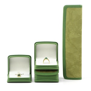 Luxury Custom Green Gray Texture Jewelry Box High Quality Arch Design Velvet Jewelry Packaging Box Ring <b>Earrings</b> Jewelry <b>Case</b> - Product Image 1