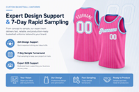 Ensemble d'uniformes de basket-ball pour enfants personnalisés en rose, maillot et short à rayures sublimées, kits d'équipe de basket-ball pour l'entraînement en club