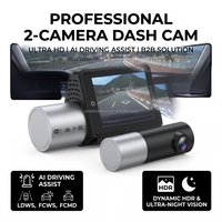 Caméra embarquée 4K double objectif avant et arrière, écran tactile IPS 2,46 pouces, WiFi, GPS, IA, ADAS, BSD, vision nocturne, enregistreur vidéo de voiture