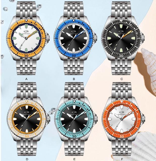 Men Wrist Watch 20atm Water Resistant Solid Stainless Steel Band Quartz Watch