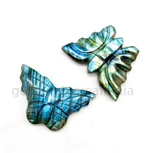 Pierre précieuse naturelle de labradorite sculptée en forme de papillon, 40 mm, lisse, en forme de briolette, breloque en vrac pour la fabrication de bijoux, prix de gros en vrac - Product Image 1
