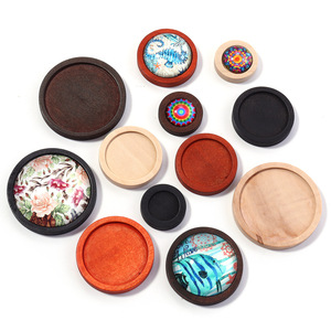 Support inférieur en <span class=keywords><strong>bois</strong></span> Photo plateaux ronds en <span class=keywords><strong>bois</strong></span> fournitures de fabrication de bijoux <span class=keywords><strong>lunette</strong></span> ronde Base pendentif plateaux blancs cadre de dôme rétro - Product Image 1