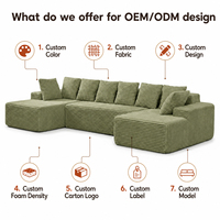 Canapé modulaire sectionnel OEM Cloud Couch, convertible en lit, de luxe, en forme de U, sans armature, compressé, pour appartement, décoration de salon, ODM