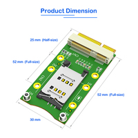 Kartu Adaptor Mini PCI-E dengan Slot Kartu SIM Mendukung SIM Standar/Mikro/Nano untuk Modul 3G 4G LTE Papan Riser Kartu SIM Mini PCIe