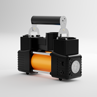 Pompe de compresseur d'air à double cylindre à moteur en cuivre complet avec trousse à outils d'urgence pour voiture Gonfleur de pneu numérique portable 12v