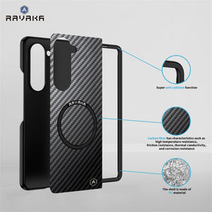 Ravaka Housse de protection magnétique avec texture en fibre de carbone et <span class=keywords><strong>cadre</strong></span> avant pour Fold 7 Full Body Design - Product Image 5