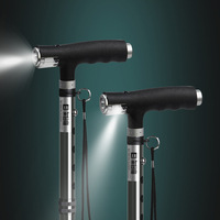 PP802- # B #    Canne télescopique en aluminium réglable en hauteur avec quatre pieds et LED, bâton de marche rétractable à quatre branches avec poignée antidérapante