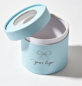 Custom Eco-friendly Round Paper Tube Box with Clear <b>Window</b> and Gold <b>Foil</b> Printing for Candle and Gift Packaging - Product Image 3
