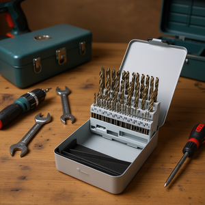 Jeu de 51 forets hélicoïdaux en acier rapide à queue droite pour perçage de métaux, compatibles perceuse électrique - Product Image 2