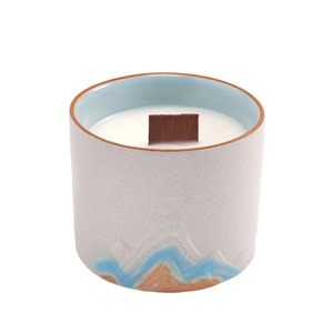 Retro Ink Wash Mountain Ceramic Cup <b>Candle</b> Wooden <b>Crackle</b> Wick Mild Fragrance Study Cozy Vintage Home Decor Ornament - Product Image 5