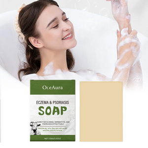 Savon OceAura en gros pour l'eczéma <span class=keywords><strong>et</strong></span> le psoriasis, nettoyant en profondeur, hydratant, soulageant la peau sèche, irritée <span class=keywords><strong>et</strong></span> squameuse, savon pour le visage <span class=keywords><strong>et</strong></span> le corps au <span class=keywords><strong>lait</strong></span> <span class=keywords><strong>de</strong></span> chèvre - Product Image 1