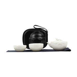 Guanlan Jade Porcelain Quick Cup <b>Set</b> One Pot Two Cups Portable Outdoor Kung Fu <b>Tea</b> <b>Set</b> - Product Image 5