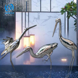 Stainless Steel Crane Sculpture Outdoor Garden Decorative Figure Handmade Mirror Finish Animal Ornament - Product Image 3