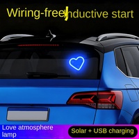 Lampe d'ambiance LED néon en forme de cœur de pêche solaire pour voiture, pour la décoration de fenêtre