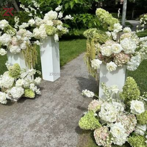 ZKAI Centro de Mesa de Flores Hecho a Mano para Boda, Hilera de Hortensias, Calas y Amarantes, Diseño de Arreglo Floral Natural para Boda - Product Image 1