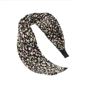 Wholesale Fashion Print Flower Wide Head Band Floral Plastic Hairband Headband For Adult Women