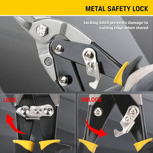 Industrial Multi-Purpose Shears Stainless Steel Blade Soft Grip Handle Yellow 10 Inch Straight Cut For Sheet Metal Cutting - Product Image 3