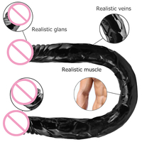 Dildo de Silicona Realista Erótico Extra Largo de 55 cm XXL, Negro, Doble Cabeza, Vibrador, Impermeable