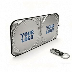 Wholesale Print Logo Double Circle Fold Front Windshield <b>Shade</b> for Car Dealer Business Promo Gift Sunshade - Product Image 1