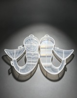 Boîte de rangement transparente en plastique PP en forme de sirène avec couvercle à charnière pour pinces à cheveux, boucles d'oreilles, perles