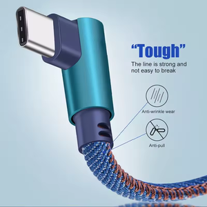 โรงงานโดยตรง 2.4A การชาร์จอย่างรวดเร็วทนทานถัก 90 องศามุมขวาสายข้อมูล USB - Product Image 5