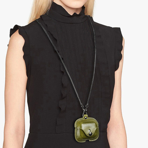 Nouvel étui de protection en cuir véritable vert pour Airpods Pro, écouteurs Bluetooth anti-perte avec cordon - Product Image 4