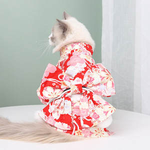 Ropa para Gatos <span class=keywords><strong>de</strong></span> Moda Japonesa, Kimono para Mascotas, Kimono para Perros <span class=keywords><strong>Pequeños</strong></span>, Falda Hanfu Cálida para Otoño e Invierno, Artículos para Mascotas - Product Image 5
